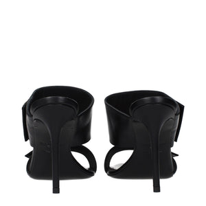 Schwarze Leder-Stilettosandalen