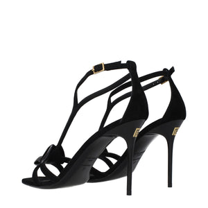 Schwarze Leder-Stilettosandalen