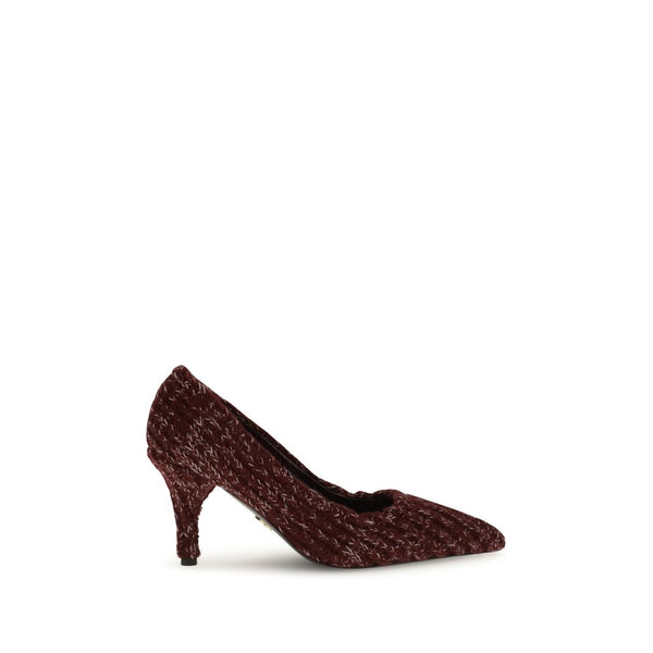 Bordeauxrote Kalbshaut Bos Taurus Plateau-Pumps