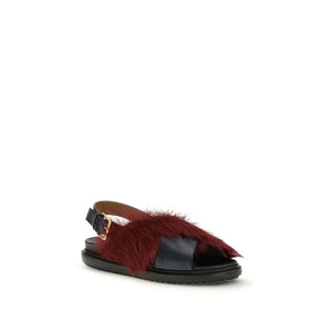 Multicolor Kalb Bos Taurus Leder-Flache Sandalen