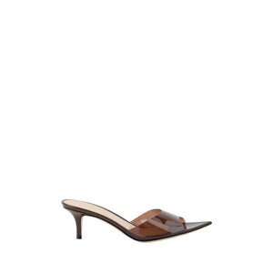 Braune Polyurethan-Stilettosandalen