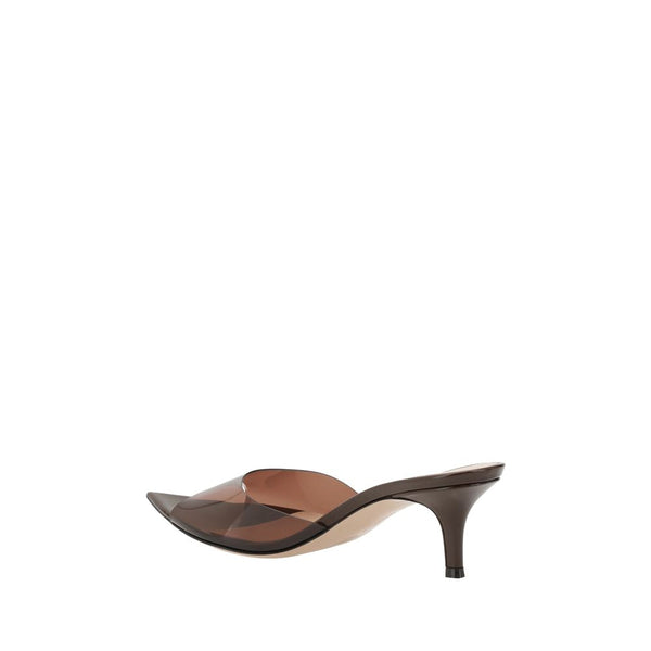Braune Polyurethan-Stilettosandalen