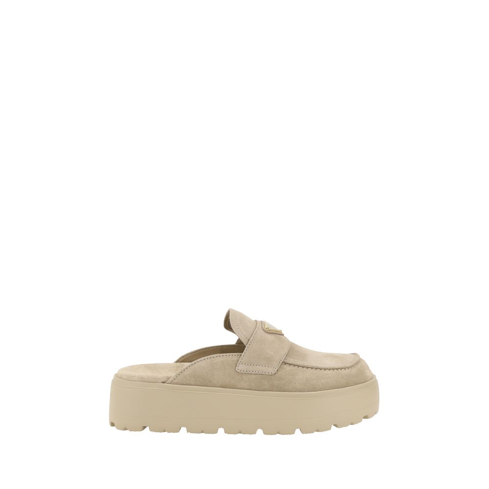 Beige Gummisohle Plateau-Loafer