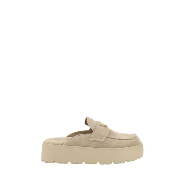 Beige Gummisohle Plateau-Loafer