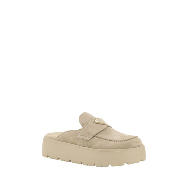 Beige Gummisohle Plateau-Loafer