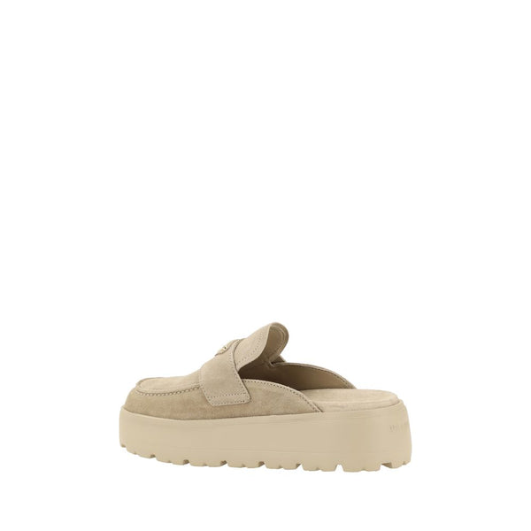 Beige Gummisohle Plateau-Loafer