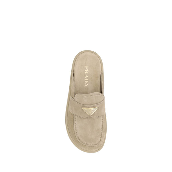 Beige Gummisohle Plateau-Loafer