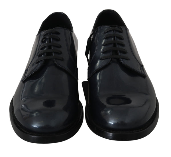 Blaue Leder Derby Kleid Formelle Schuhe