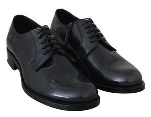 Blaue Leder Derby Kleid Formelle Schuhe