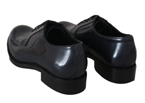 Blaue Leder Derby Kleid Formelle Schuhe